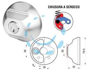 SERRATURA DI SICUREZZA PER FURGONI KA PZ.2 RIF70 - ø mm.79,5x32h. - Marca DISEC - Cod: 478557