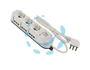 MULTIPRESA 3 BIP. + SCH. + 6 BIP. LATER. CON INT. "LINEA RETAIL TRIAX" - bianca 49122 - Marca FANTON - Cod: 272605