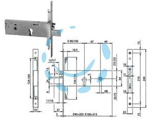 ELETTROSERRATURA TRIPLICE DA INFILARE PER FASCIA CIL.EU. MM.64 H 96392 - mm.90 (963920902) - Marca ISEO - Cod: 475648