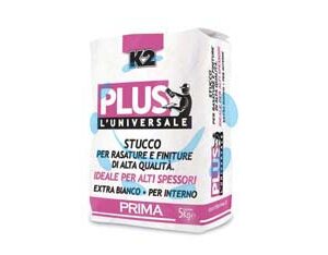 K2 PLUS L'UNIVERSALE STUCCO PER RASATURE E FINITURE ALTI SPESSORI - Kg.5 in sacco - Marca K2 - Cod: 488532