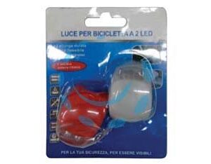 LUCE QUADRATA ANTERIORE E POSTERIORE A 2 LED PER BICICLETTA - cm.4.7x3x3h. - Marca SYNTESY - Cod: 486392
